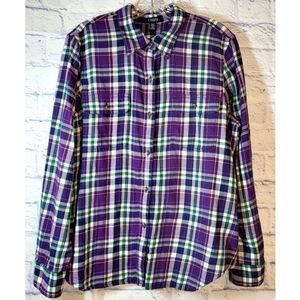 Chaps Shirt Womens Size XL Multicolor Plaid Long Sleeve Button Up Cotton